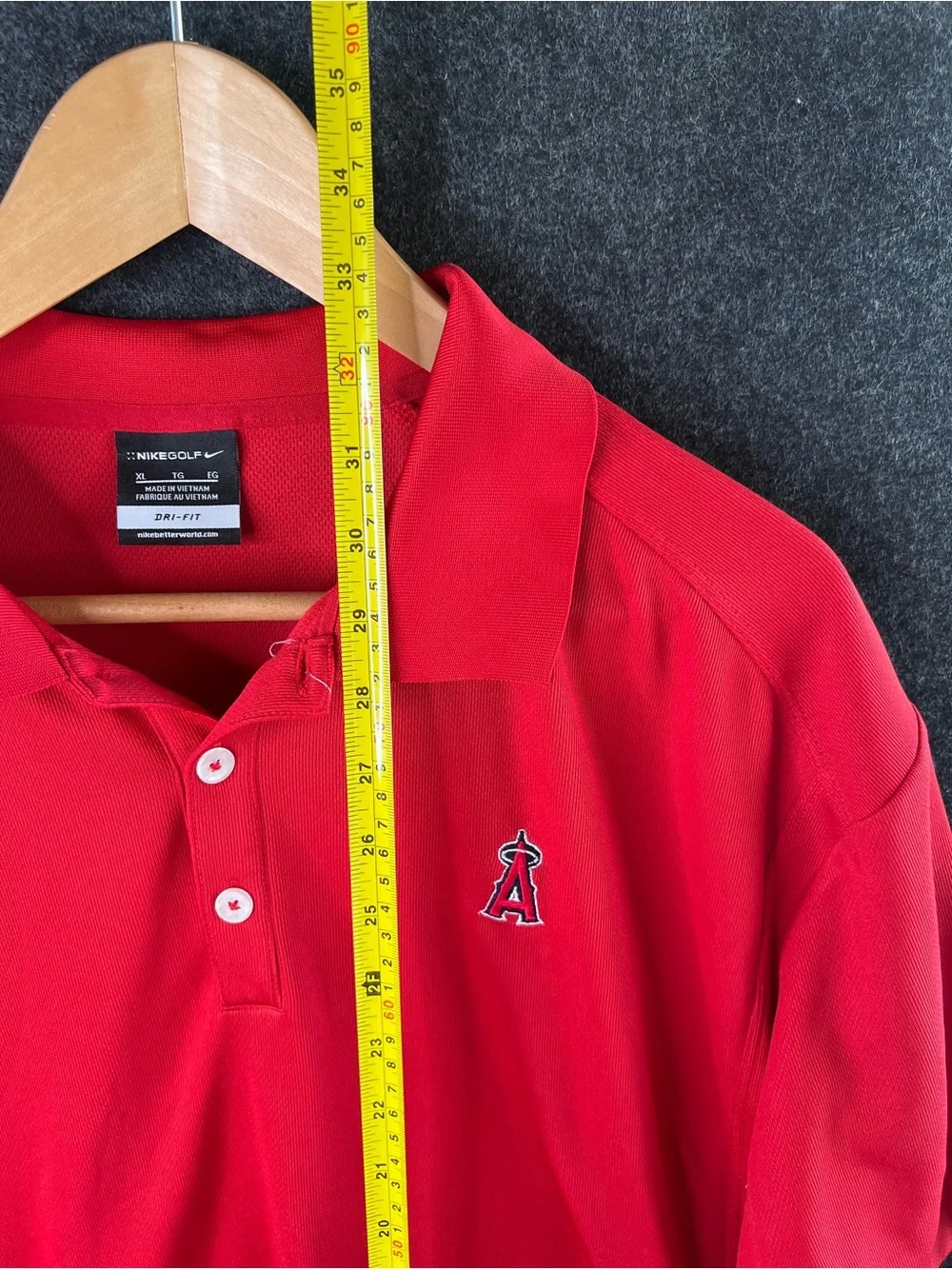 Nike Dri-Fit LA Angels Red Mens Golf Polo Shirt Size XL Performance Athletic Fit